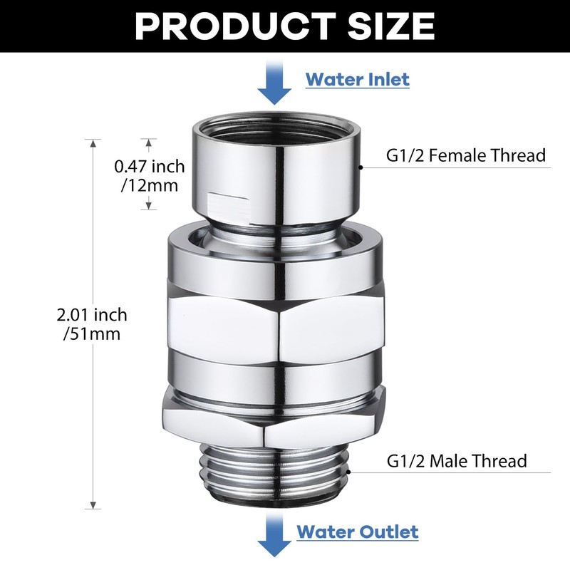 Shower Head Swivel Ball Adapter, Shower Connector Ball Joint, Solid