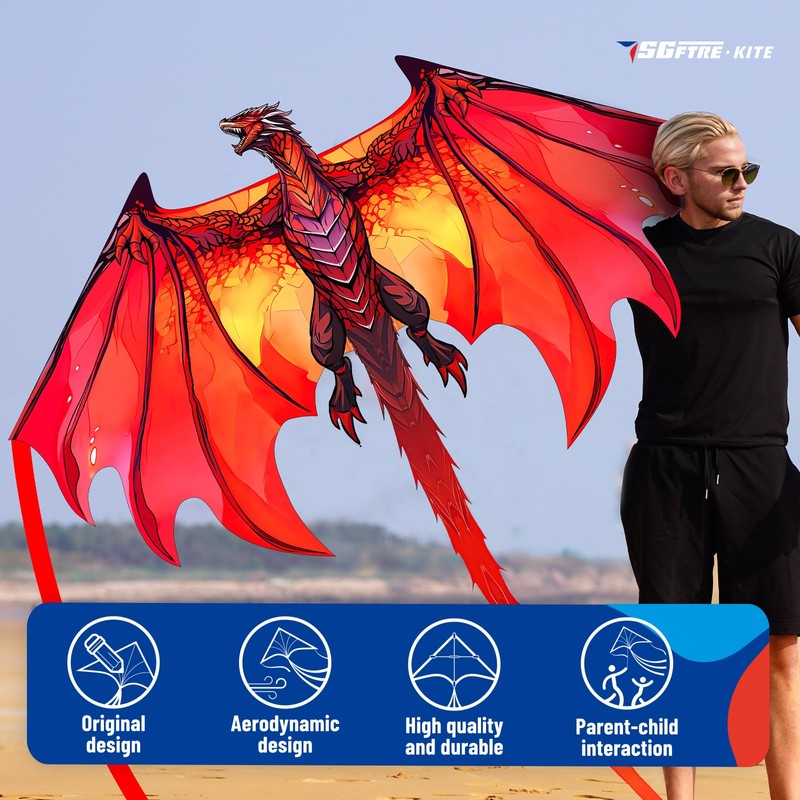 SGftre Complete Kite with Handle, Line & Accessories,Easy to Fly
