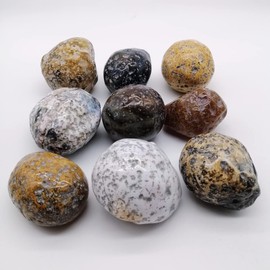 XMHOME Brazilian Agate Rough Rock 9Pcs Small Health Stress Exercise Massage Balls Healing Crystal Stone for Tumbling Specimen Collection Ornaments 2-3Lbs