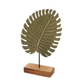 Elements 7x2.25x11.5 Inch Metal Green Leaf Tabletop Decor