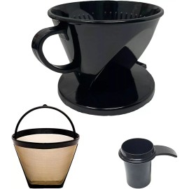 GoldTone #2 Cone Style Pour Over Coffee Dripper, Portable Pour Over Coffee Filter 1-6 Cup
