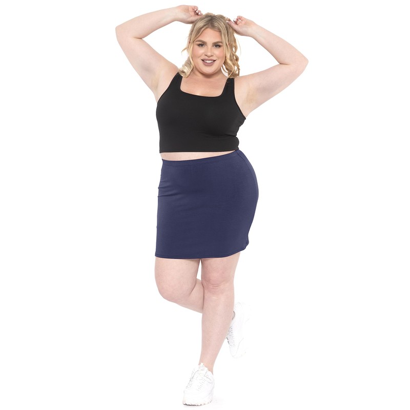 Minifalda básica de algodón suave y elástica para mujer, talla