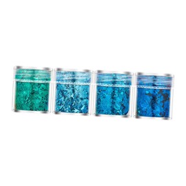 perfeclan 4 Pieces Nail Art Foil Flakes Manicure Decorations,Thin Shiny for Women Girls,Nail Foil Acrylic Supplies Irregular Confetti, Blue Green