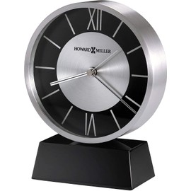 Howard Miller Davis Table Clock 645-787 – Black Aluminum Metal Home Decor and Crystal with Quartz Movement