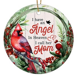 365RUSTIC Memorial Ornament for Christmas Tree, Sympathy Gifts for Loved Ones, 2-Side Printed Ceramic Ornament 2024, Angel in Heaven Mom Ornament