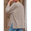 Tankaneo Women's Oversized Sweaters Casual 3/4 Long Sleeve Crewneck Ribbed