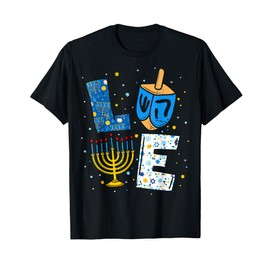 LOVE Cute Hanukkah Decorations Dreidel Menorah Chanukah T-Shirt