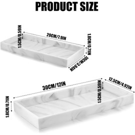 2 Piezas Bandejas Decorativas,Bandeja de Tocador Antideslizante de Resina de Baño, Bandeja de Marmol Patrón Deco para Servir para Tela, Velas, Toalla, cosmético pequeño, Plantas