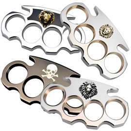 Decorative Metal Brass Knuckles Car Decal Set, 7 x 4 inches, Gold Metallic, Pack of 4