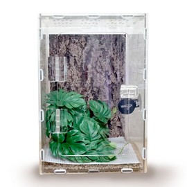 JOBEDE Jumping Spider Enclosure, 12x8x6 inch Large Acrylic Terrarium Reptile Enclosure Tank with Front Opening Door for Jumping Spider Tarantula Isopod Invertebrates Gecko Snake