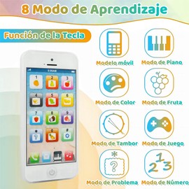 Juguete de Teléfono Móvil para Niños, Juguetes Didácticos con Sonido y Luz, Celular de Juguetes Montessori Sensoriales, Material Educación Temprana, Modo de Múltiple, Carga USB, Regalo para Niños