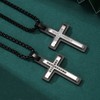 MOOSKI Men's Cross Necklace Silver/Black 316 Stainless Steel Crucifix Jesus
