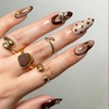 Uñas postizas de almendra medianas con diseño floral 3D, color