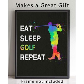 Eat Sleep Golf Sport Wall Art, 11x14 Ideal for Golfers, Professionals and Fans