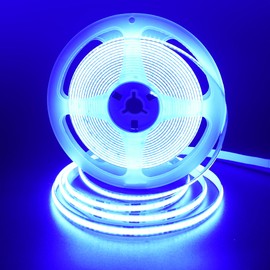 Clearhill 12V COB 320LED Strip Lights,6.56FT/2M(No Power Supply),Blue,320LEDs/M,with 5521DC Male and Female Connectors,8mm Width,Electroplated Double-Sided Panel,IP20,for DIY Home Indoor