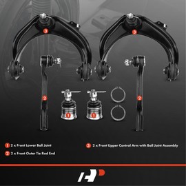 A-Premium Set of 6, Front Upper Control Arm, Lower Ball Joint, Outer Tie Rod End, Compatible with Honda Accord 1998-2002, Acura TL 1999-2003, CL 2001-2003