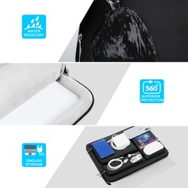 Lacdo 360° Protective Laptop Sleeve Case for 14 inch New MacBook Pro M3 Pro Max / M3 / M2 / M1 Pro Max A2992 A2918 A2779 A2442 2023-2021, 13.8 inch New Surface Laptop 7th Copilot+PC Computer Bag,Black