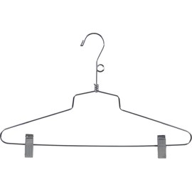 Chrome Metal Salesman Combo Hanger with Clips and Loop on Neck in 16" Length X 1/8" Thick, Box of 100
