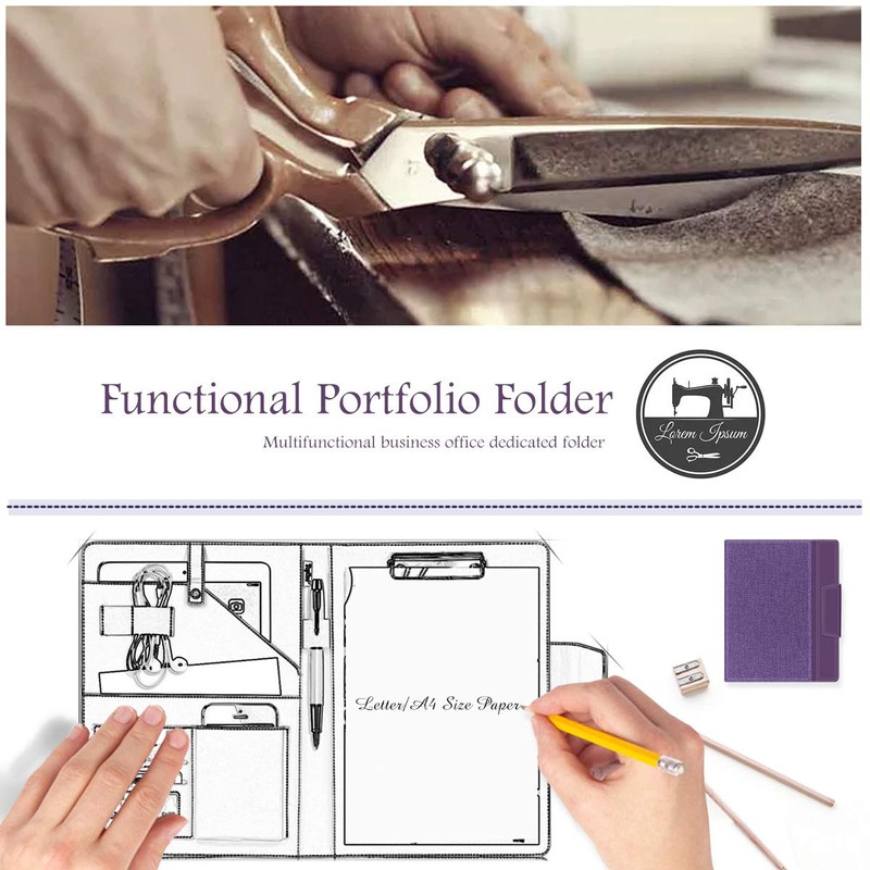 Toplive Portfolio 3 Ring Binder, Business PU Leather Padfolio Organizer