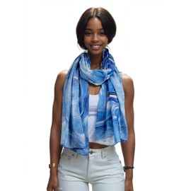 Gebell Women's Tie-Dye Printed Headscarf - Satin Polyester Shawl, Soft Comfortable, Lightweight Sun Protection Beach Wrap, Stylish Fashion Accessory