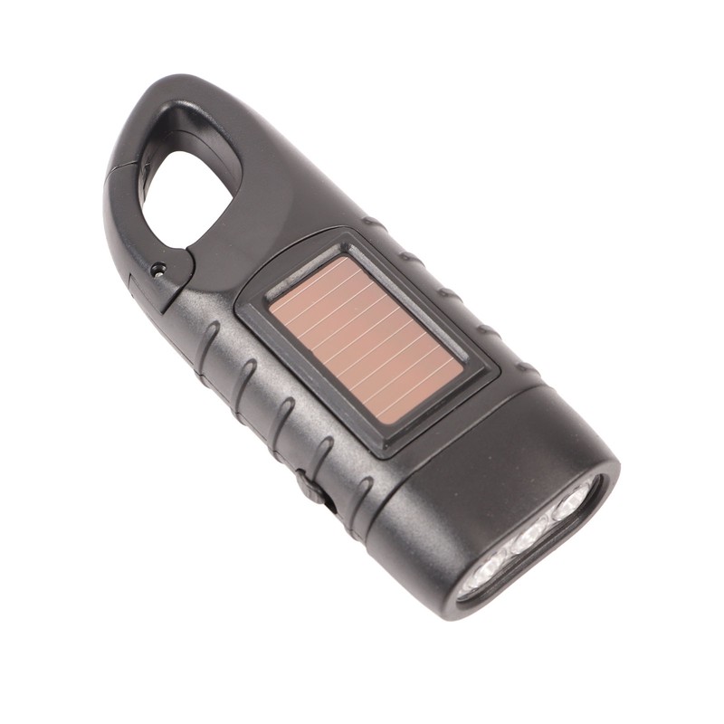 Hand Crank Solar Powered Rechargeable Flashlight Mini Solar Flashlight for