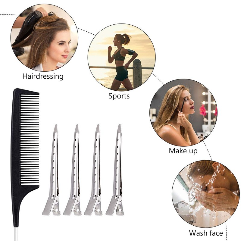 24pcs Hair Sectioning Clips with Styling Comb, 3.5 Inches Duckbill