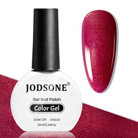 JODSONE 10ml Glitter Gel Nail Polish, Glitter Red Gel Polish Deep Red All Seasons Neutral Soak Off U V Lamp Red Nail Polish Nail Art Design Manicure Salon DIY Home