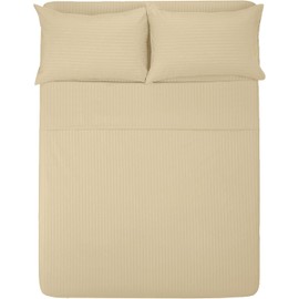 Melocotton Juego de Sábana Individual de Microfibra 1800 grabada a Rayas, Extra Suave, fácil de Lavar, Bed Sheets                                     