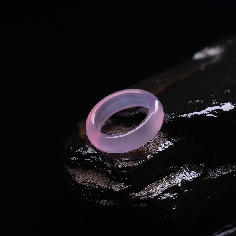 YIGEDAN 3pcs Natural Agate Rings Pink Jade Rings Jewelry Gemstone,