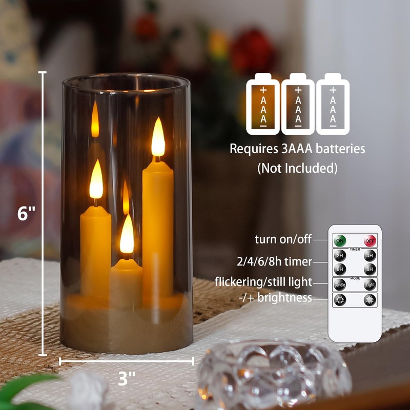 Zevanor 3 in 1 Flameless Taper Short Candles with 10