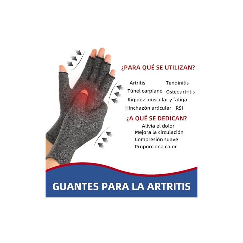 DORGKIRA Guantes de Compresión de Medio Dedo, 2 Pares para