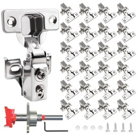 24 Pack 1/2 inch Overlay Soft Close Cabinet Door Hinges for Kitchen Cabinet Hinges Hidden Hinge Stainless Steel Concealed Kitchen Cabinet Hinge Self Closing Screw Holes Distance of Cup is 45 mm