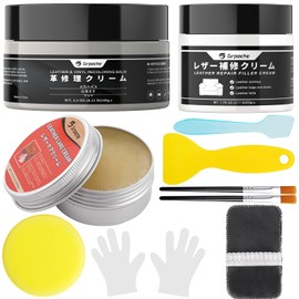 Grpoche Leather Repair Kit, Grey Leather Care for Leather Couch, Leather Repair Cream for Scratches, Faded Areas, Wear, Leather Paint for Sofas, Cars
