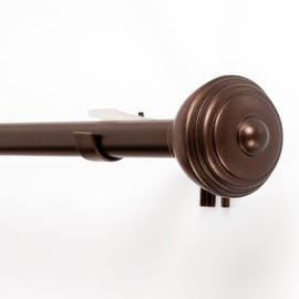 Deco Window 2 Pack Adjustable Brown Curtain Rods for Windows 48 to 84 Inch with Modern Urn Finial Heavy Duty Extendable Drapery Pole 5/8" Diameter