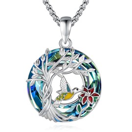 Eusense Hummingbird Necklace for Women Men 925 Sterling Silver Bird Hummingbird Pendant Hummingbird Jewelry