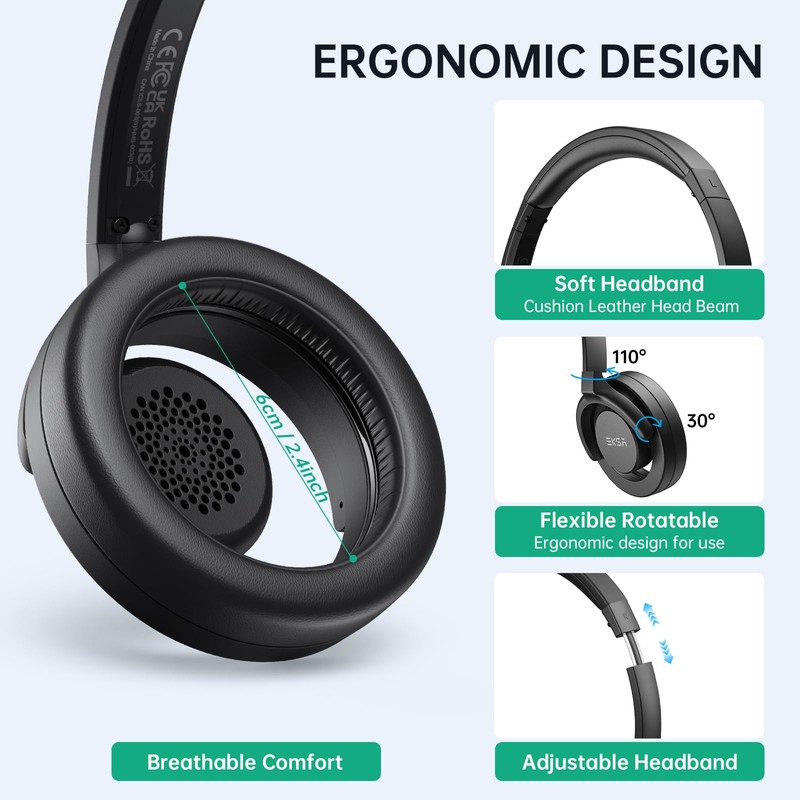 EKSA H27 USB Computer Headset with Microphone for Work, PC
