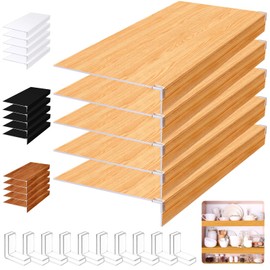 Hoolerry 5 Pcs Wire Shelf Covers Foamed PVC Wire Rack Covers for Removable Closet (Not Wood) Pantry Shelves for Cabinet Bathroom Kitchen Shelving Decoration(Wood Color,27x16inch)