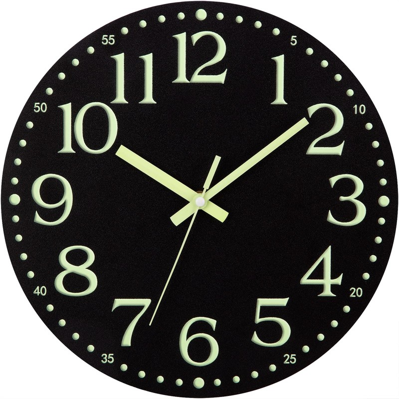 Warminn Wall Clock - 12 inch Glow in The Dark