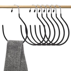 AHANDMAKER 7 pcs Non-Slip Tie Hanging Hooks Scarf Hanger Space Saving Belt Hanger Closet Accessories Belt Organizer Closet Organization for Cloths, Bags, Ties, Black