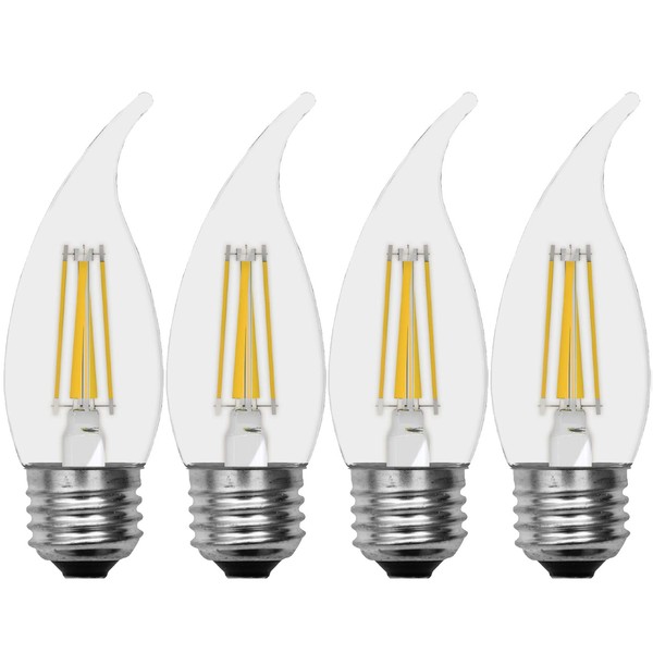 GE Refresh HD Bent Tip Dimmable LED Light Bulbs (40 Watt Replacement LED Light Bulbs), 300 Lumen, Medium Base Light Bulb, Daylight, Clear Finish, 4-Pack LED Bulbs, Title 20 Compliant