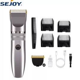 Sejoy Rechargeable Hair Clippers Cordless Trimmer Shaving Machine Cutting Barber Beard - Silver