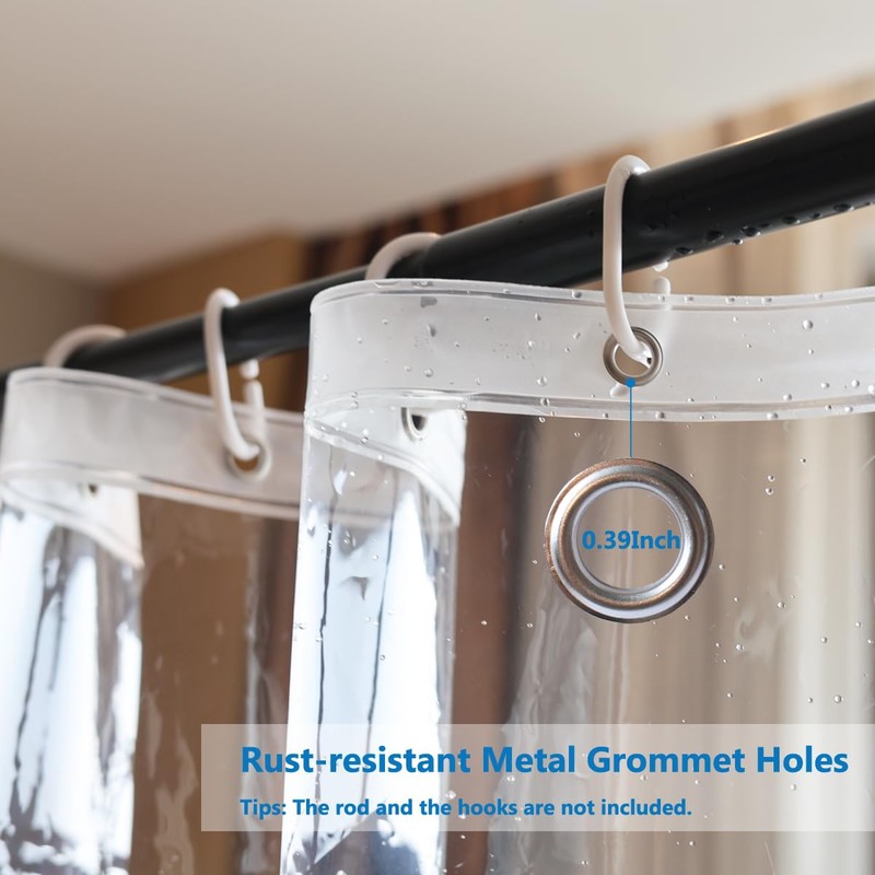 Vosign Short Shower Curtain Liner 66 Inch Length Clear Plastic