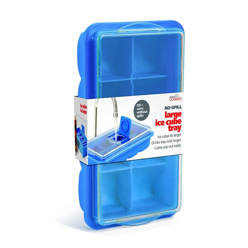 Handy Gourmet E7764BLU No- Spill Large Ice Cube Tray, Plastic,