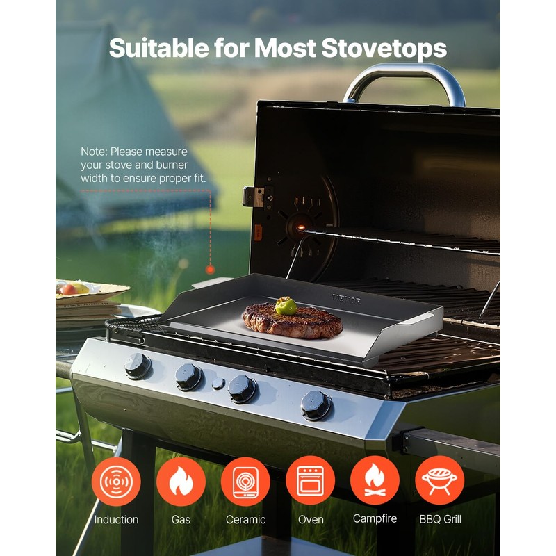 VEVOR Carbon Steel Griddle, 22x16 inch Universal Flat Top Rectangular