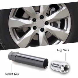 DCVAMOUS 20 PC 12x1.25 Lug Nuts Chrome 6-Spline Compatible with Nissan Subaru-Inifiniti 5 Lug Aftermarket Wheels - M12x1.25 Tuner Lugnuts 1.38" Tall Cone Seat with Key for Forester Pathfinder Impreza