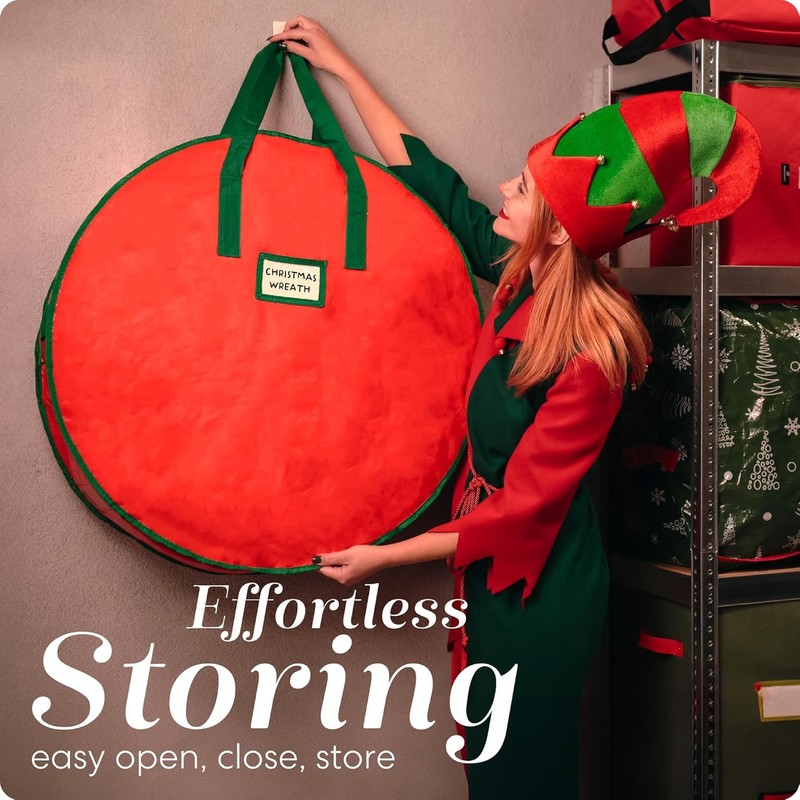 Christmas Wreath Storage Bag - Made from Heavy-Duty Tarp Material