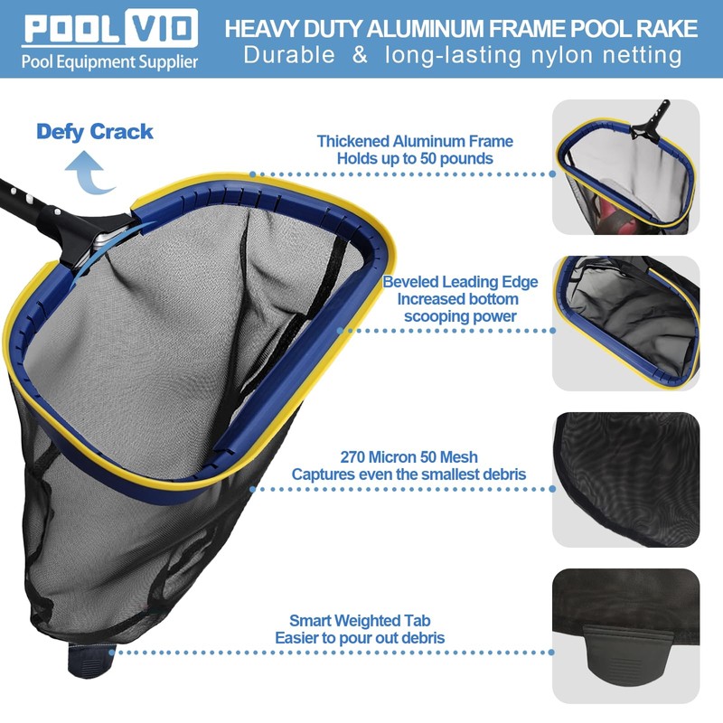 Poolvio Upgraded Pool Cleaning Kit – Weighted Vacuum Head with