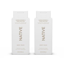 Native Native Body Wash Contains Naturally Derived Ingredients | For Women & Men, Sulfate, Paraben, & Dye Free Leaving Skin Soft and Hydrating | Sandalwood & Shea Butter 18 oz - 2 Pk