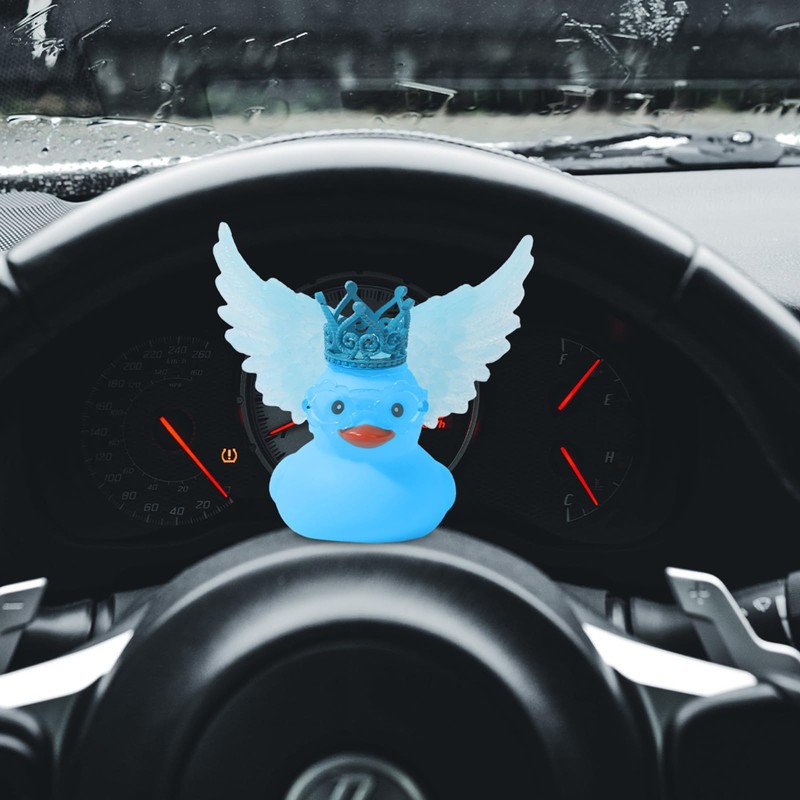 Jyeennar 1PC Blue Angel Rubber Duck with Crown Wing, Mini