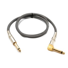 System-S Audio Cable 100 cm 6.35 mm Jack Male to Male Angle Nylon Braided Kink Protection AUX Adapter